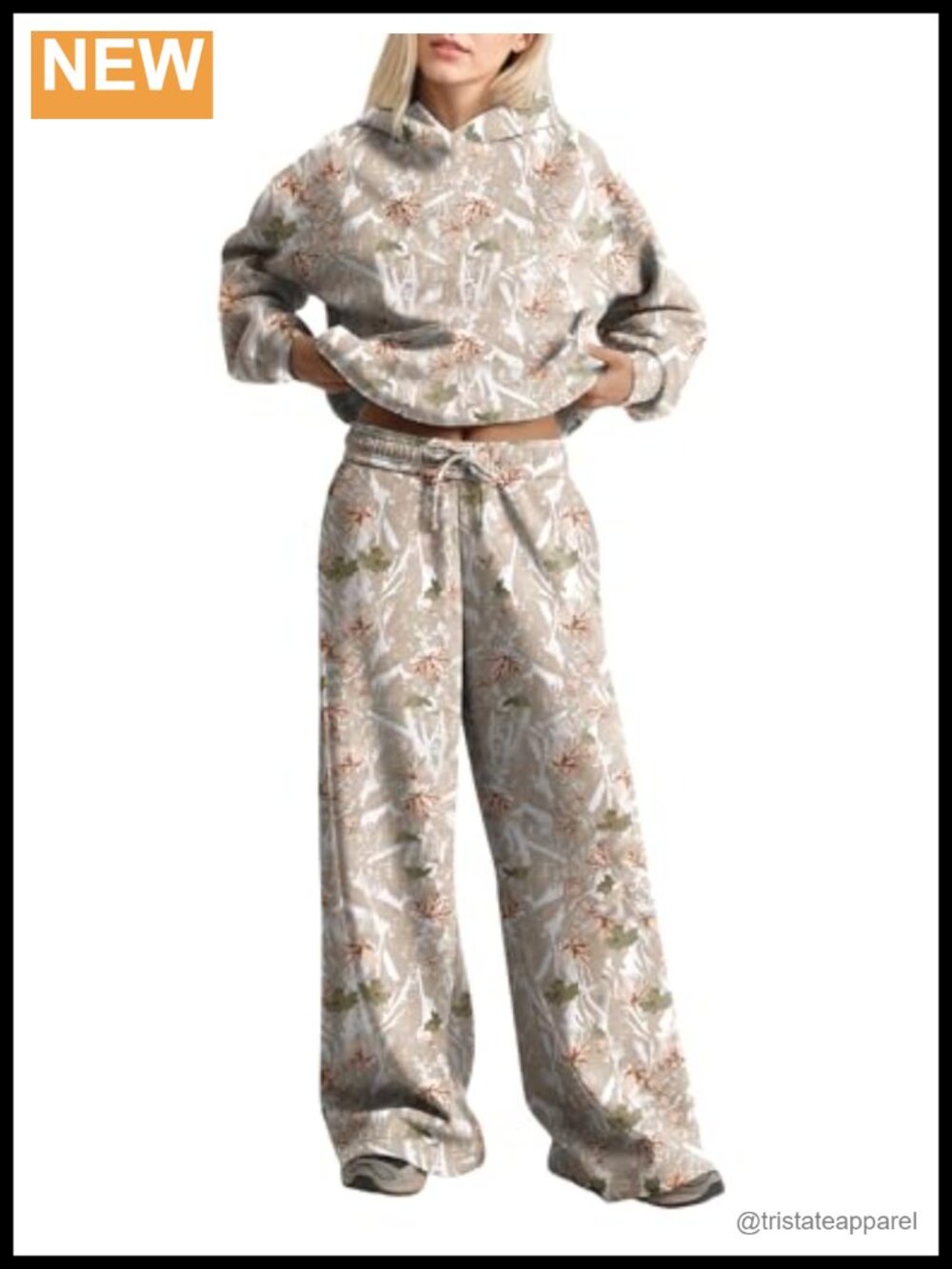 Women 2 Piece Lounge Set Camo Hoodie Sweatpants Cotton Blend Fleece Lined